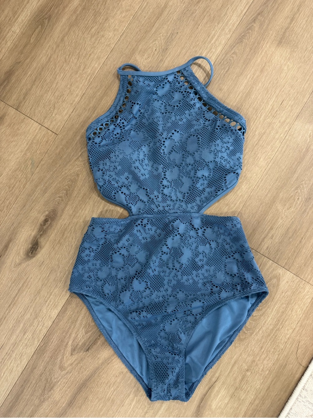 American Eagle Outfitters Blue Crochet One-Piece Swimsuit